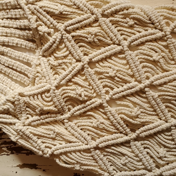 Boho yarn off white hand bag - Picture 2 of 4